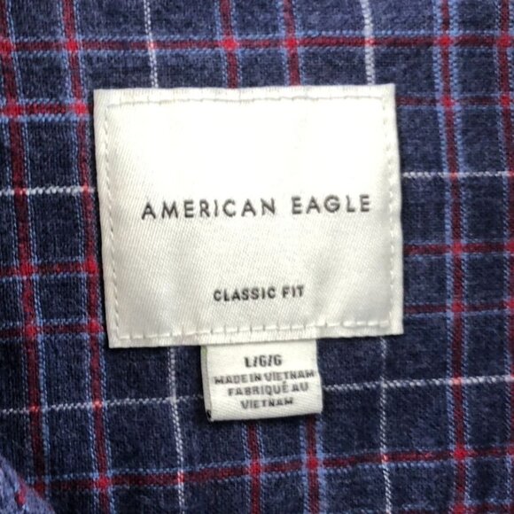 American Eagle Mens Shirt L Purple Plaid Long Sleeve Button Up Western Classic - Picture 3 of 15